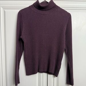 Northern Traditions Size Medium Purple Ribbed Turtleneck Sweater 100% Cotton